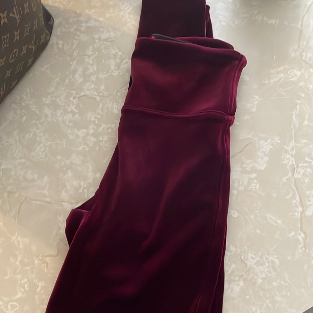 Maroon velvet Spanx leggings. Excellent condition